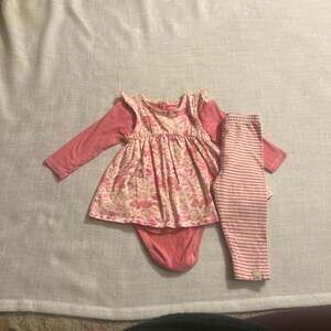 Carter's Baby Girl 2-Piece Floral Tunic Bodysuit and Striped Leggings Set